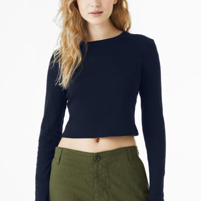 Women's Micro Rib Long Sleeve Baby Tee Thumbnail