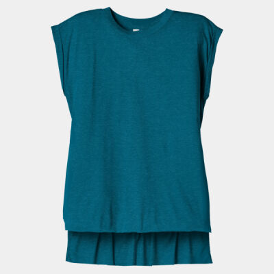 Women's Flowy Muscle Tee with Rolled Cuffs Thumbnail