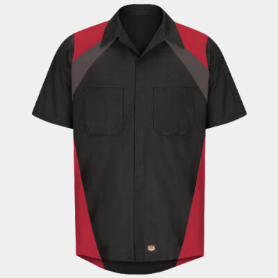 Men's Tri-Color Short Sleeve Shop Shirt Thumbnail